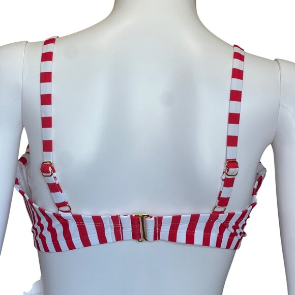 Shade & Shore Red and White Striped Bikini Top - Picture 2 of 5